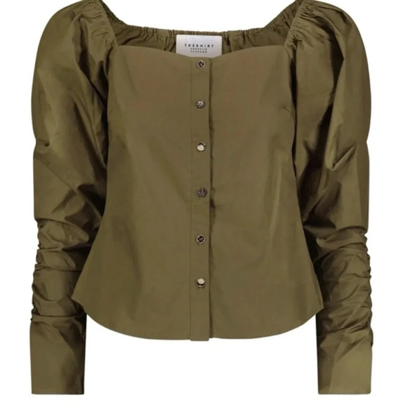 The Shirt Rochelle Behrens The Editor Shirt Green Size Medium - Picture 1 of 8